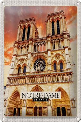 Blechschild Reise 20x30 cm Notre-Dame de Paris Architektur Kunst Schild tin sign