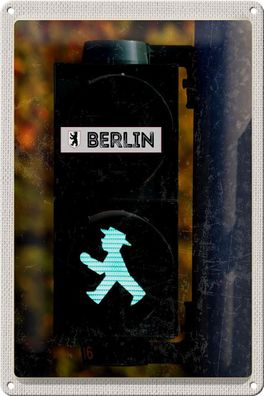 Blechschild Reise 20x30 cm Berlin Deutschland Ampel Reise Schild tin sign