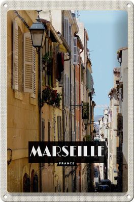 Blechschild Reise 20x30 cm Marseille France Altstadt Geschenk Schild tin sign