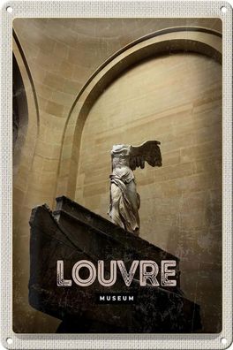 Blechschild Reise 20x30 cm Retro Louvre Museum Paris Palast Deko Schild tin sign