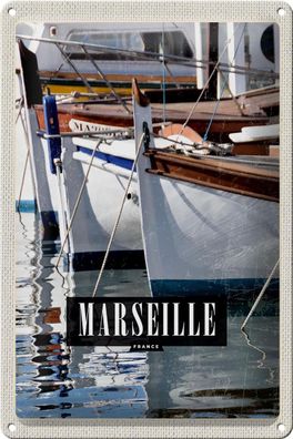 Blechschild Reise 20x30 cm Marseille France Meer Urlaub Geschenk Schild tin sign