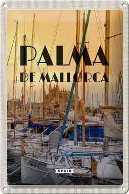 Blechschild Reise 20x30 cm Palma de Mallorca Yachten Meer Deko Schild tin sign