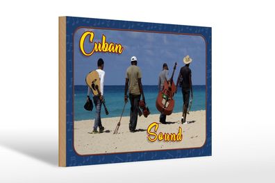 Holzschild Cuba 30x20 cm Cuban Sound Band am Strand Deko Schild wooden sign