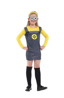 Mädchen Minions Despicable Me Cosplay Kostüm Suspender Skirt Gläser Kleid
