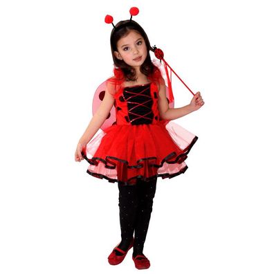 Mädchen Miraculous Ladybug Cos Kostüm Süß Coccinellidae Slip Kleid mit Flügel
