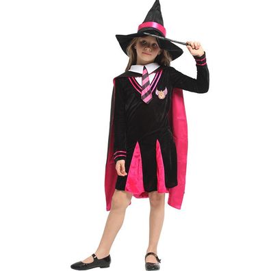 Kinder Harry Potter Hag Cosplay Kostüm Preppy Style Kleid mit Cloak Hut