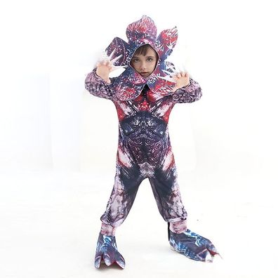 Kinder Stranger Things Demogorgon Cosplay Kostüm 3D Bodysuit mit Kopfbedeckung