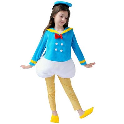 Kinder Cute Donald Duck Cosplay Kostüm Kleid Hosen Set mit Hut Foot Warmer