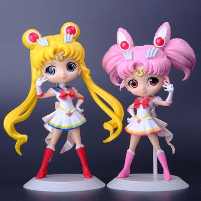 2Pcs Anime Sailor Moon Figure Tsukino Usagi + Chibiusa Garage Kit Cake Décor