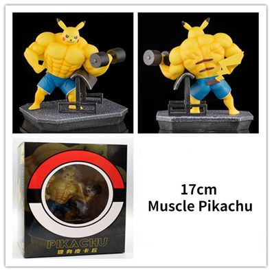 17cm Pokemon Muscle Pikachu Gewichtheben Figure Anime Sammeln Modell Garage Kit