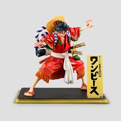 18.5cm One Piece Figur Rot Luffy Kimono Kabuki Edition Figure Modell Garage Kit
