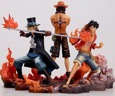 3PCS One Piece 02# Figur Luffy Ace Sabo Drei brothers Set Garage Kit 14-17CM