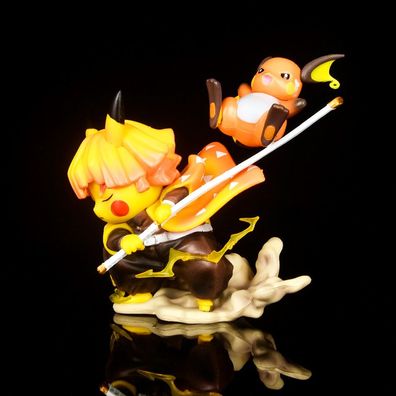 11CM Charmander Pikachu Cosplay Demon Slayer Garage Kit Agatsuma Zenitsu Figure