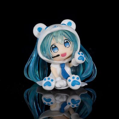 Cartoon Hatsune Miku Garage Kit Bärenkostüm Figure Modell Puppe 7cm Blau