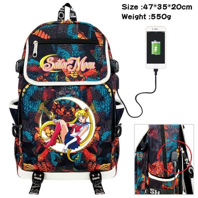 Anime Sailor Moon USB Rucksack Tsukino Damen Reise Backpack Schultaceh 47x35x20
