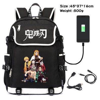 Anime Demon Slayer USB Rucksack Zenitsu Inosuke Giyuu Damen Schultasche 45x37x16