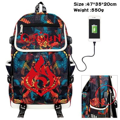 Genshin Impact USB Rucksack Jean Hu Tao Damen Backpack Schultasche 47x35x20cm