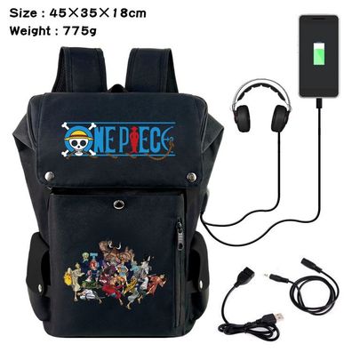 One Piece USB Flip-Cover Rucksack Luffy Zoro Damen Backpack Eimertasche 45x35x18