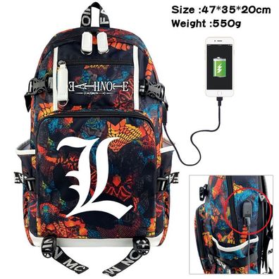 Anime Death Note USB Rucksack Yagami Light Damen Backpack Laptoptasche 47x35x20