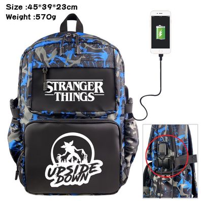 Stranger Things USB Rucksack Eleven Camouflage Backpack Laptoptasche 45x39x23cm