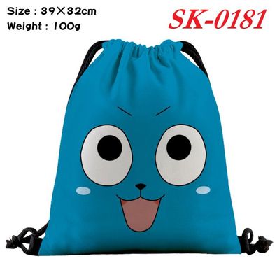 Fairy Tail Drawstring Backpack Lucy Gray Happy Kordelzug Training Gymsack Sportbeutel