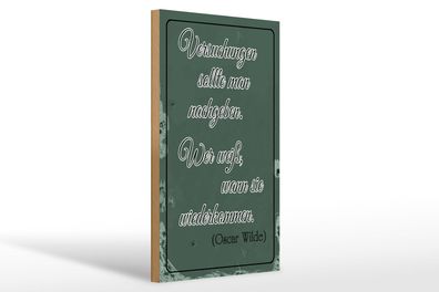 Holzschild Spruch 20x30 cm Versuchungen soll man nachgeben Schild wooden sign