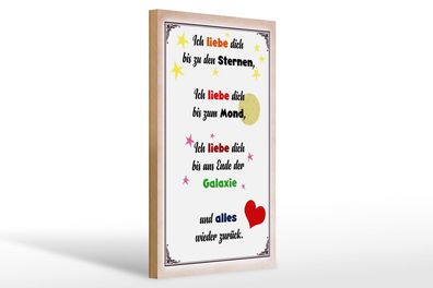 Holzschild Spruch 20x30cm Ich liebe dich bis zu den Sternen Schild wooden sign