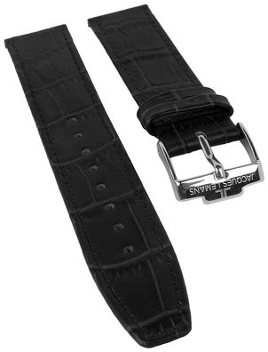 Jacques Lemans | Uhrenarmband Leder schwarz 22mm Krokoprägung N211A