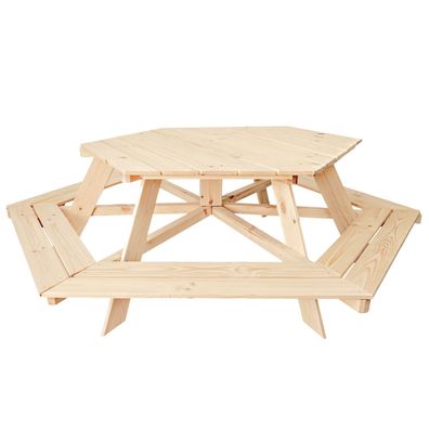 6 eckige Kindersitzgruppe Picknicktisch Holz massiv 1 Tisch 6 Bänke Sitzgarnitur Lars