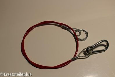 Abreißseil 800mm Ring/ Karabinerhaken PVC rot * MADE IN Germany*