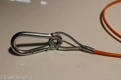 Abreißseil 1400mm Ring/ Karabinerhaken PVC orange * MADE IN Germany*