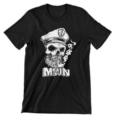 T-Shirt Moin Kapitän Herren Totenkopf Anker Skull Bart Nord Northcoast D32