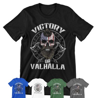 Victory or Valhalla USA Viking T-Shirt Valknut Wikinger Thor Odin Warrior A5