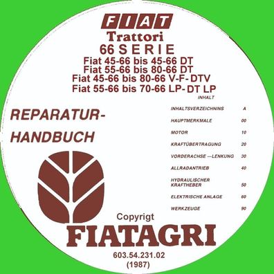 Fiat Reparatur Handbuch 45 -66 V 45-66 DTV 55-66 V 55-66 DTV 55-66 F 55-66 DTF 60-66