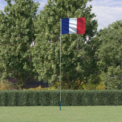 vidaXL Flagge Frankreichs mit Mast 5,55 m Aluminium