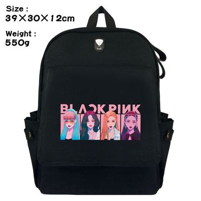 Kpop Black Pink Rucksack Jennie Lisa Jisoo Damen Backpack 39x30x12cm Schwarz