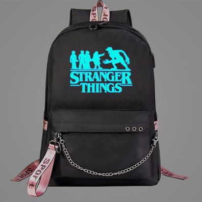 Stranger Things Blau Leuchtend Rucksack Eleven Schule Tasche Backpack 32x45x15