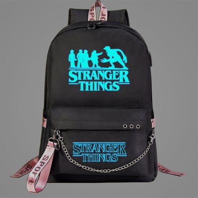 Stranger Things Blau Leuchtend Rucksack Eleven Backpack Schule Tasche 32x45x15