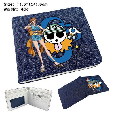 One Piece Thema02 Denim Brieftasche Jungen Mädchen Bifold kleine Geldbörsen