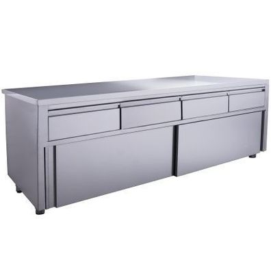 Gastro Edelstahlschrank 4 Schubladen + Schiebetüren 1800x 700 x 850 NEU Gastlando