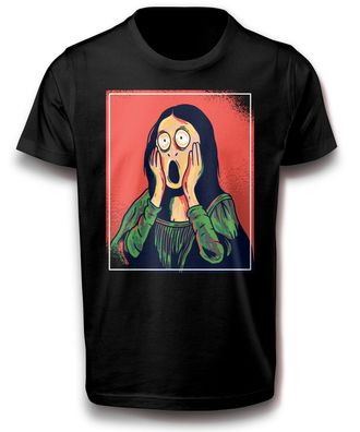 Cartoon Mona Lisa Fun T-Shirt 122 - 3XL Baumwolle Spaß Lustig Geschenkidee