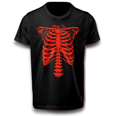 Skelett Brustkorb Kostüm Fasching T-Shirt 134 - 3XL Baumwolle Lustig Fun Spaß