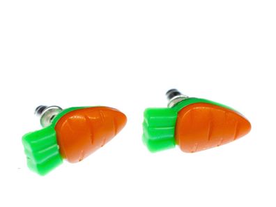 Karotte Ohrstecker Miniblings Stecker Ohrringe Hase Gemüse Möhre orange grün