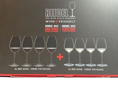 Riedel Weinglas Set 8-teilig 4 Weißweingläser 4 Rotweingläser Kristall NEU OVP