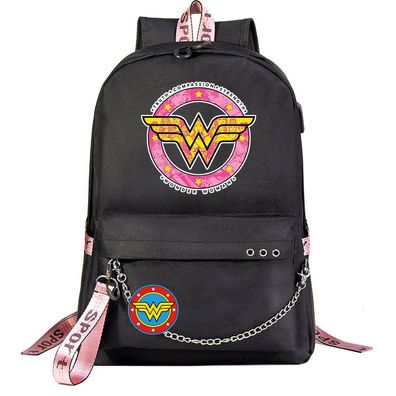 Wonder Woman Justice League USB Rucksack Damen Backpack Schule Tasche 45x32x15