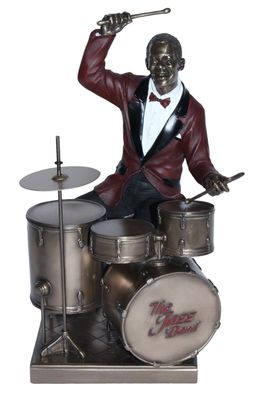 Deko Figur Jazz Schlagzeuger Drummer H 27 cm Jazz Musiker mit Schlagzeug Parastone