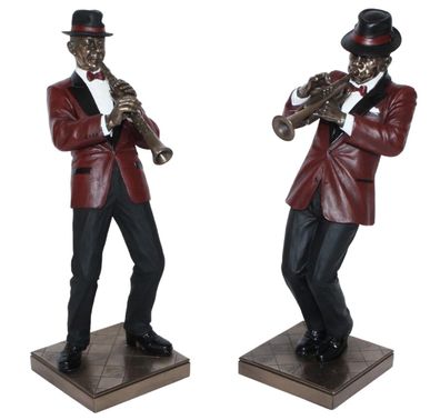 Deko Figur Jazz Band Musiker Figuren Trompeter und Klarinettist H 30 cm Parastone