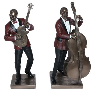 Deko Figur Jazz Band Musiker Figuren Gitarrist und Bassist H 32 cm Parastone