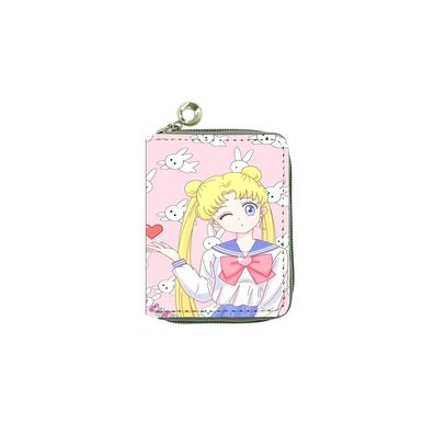 Anime Sailor Moon kurze Geldbörse kleine Brieftasche mit Reißverschluss Wallet