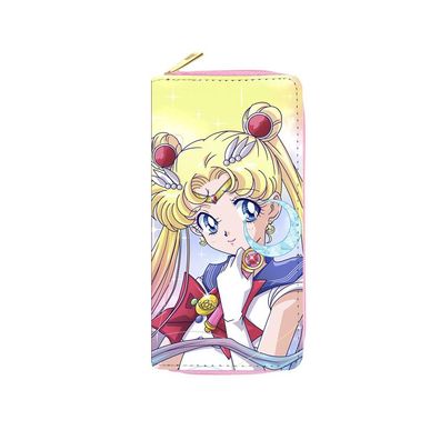 Anime Sailor Moon Lange Ledergeldbörse kleine Brieftasche mit Reißverschluss